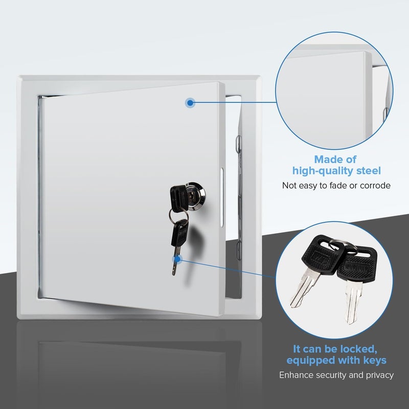 Donext Access Panel for Drywall/Ceiling, Wall Hole Cover with Lock and Keys, 8"x8" Metal Access Door, Concealed Service Door for Electrical and Plumbing - Image 3